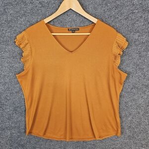 "Sunset Chic: Adrianna Papell Burnt Orange Blouse - Versatile & Stylish!"